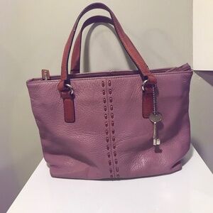 Fossil 1954 Vintage lavender stitch pebble leather bag